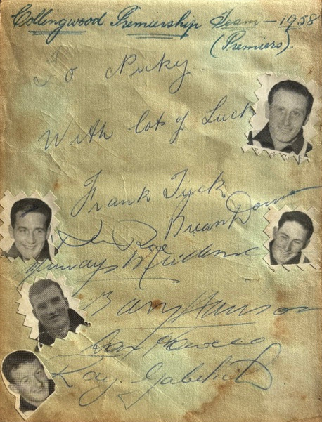 The opening page of Nick's autograph book